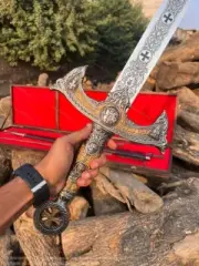 Medieval Knights Templar Sword with Scabbard, Functional Long Ready Battle Gift