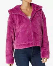 New Womens UGG Mandy Full Zip Faux Fur Hoodie Jacket Coat in Wild Violet XL