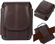 Phone Bag Genuine Leather Cell Phone Belt Holster for Samsung Galaxy Z Flip 4/3,Z Flip3 5G, Z Flip 2,or Motorola razr 5G Holster Pouch Case,Cell Holster Pouch Holder with Clip[Magentic] (Color : Brow