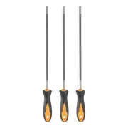 3pcs Chainsaw File Round with Plastic Handle, 4.8mm (3/16-inch), Grey