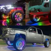 4x 15.5'' RGB Wheel Ring LED Lights Light For Truck Car Rim Lights Bluetooth APP