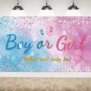 Gender Reveal Backdrop Banner,Gender Reveal Banner Boy or Girl Gender Reveal Background Baby Shower Party Decor 70.8 x 43.3 Inch