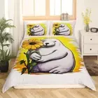 Manatee Duvet Cover Full Size, Cartoon Ocean Life Bedding Set for Kids Girls