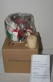 Vintage Christmas Decorative Votive Candle Holder Santa Fire Place dog