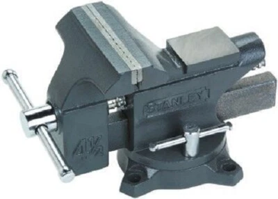 Stanley BENCH VICE 115x65mm Cast-Iron, Base Swivels & Locks, Bolts Mounting