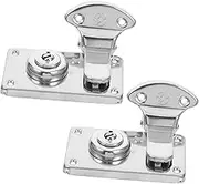 Homoyoyo Vintage Latch Hasp Lock 2 Pack Small Box Locks China Cabinet Furniture Brass Large Box Latch for Travel Home