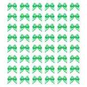 80Pcs Mini Gingham Ribbon Bow 1" Checkered Fabric Ribbon Bows Light Green White
