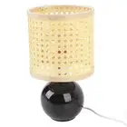 Bohemian Ceramic And Woven Lampshade Bedside Lamp (shipped With Bulb)