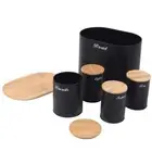 Bread Bin Sugar Tea Coffee Storage Canister Iron Wood Bread Bin Storage