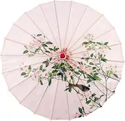 [yuksok] Chinese Oiled Paper Umbrella Flower Print Oriental Parasol for Stage Performance