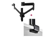 Atdec AWMS-2-D40 Dual 690mm Dynamic Monitor Arms + 400mm Post / 8kg (17.6lb) Flat and Curved Screens + C Clamp Desk Fixing, Black