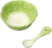 FELTECHELECTR Boys and Girls Love It 370ml Cartoon Cabbage Salad Bowl Spoon Safe for Children