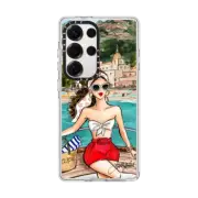Galaxy S25 Ultra Clear Magnetic Case Amalfi (Fair Complexion) Positano Italy Fashion Illustration Case