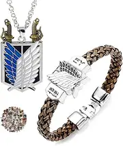 YouU 22 pcs Attack Anime Necklace On Titan Cosplay Bracelet Anime Sticker Gifts for Anime Fans and Men Women