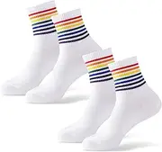 [TPTGIAR] 2 Pairs of Pride Socks, Unisex, Striped Pattern, Rainbow Socks, Breathable LGBTQ Tennis Socks, Women's Made of White Cotton, Pride Outfit Sports Socks for Men and Women (36-43), White, 36