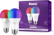 Roku Smart Color Bulbs 2-Pack, Dimmable A19, Wi-Fi, Alexa/Google Compatible
