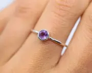 Solid 925 Sterling Silver Amethyst Stone Ring Natural Gemstone For Women Jewelry
