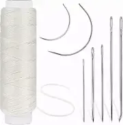 Hilo Encerado 32 Yardas con Agujas Coser a Mano para Cuero Reparacion y Costura