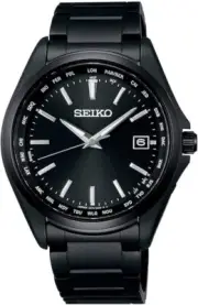 SEIKO SELECTION SBTM333 All Black Titanium Sapphire Crystal Radio Solar Watch