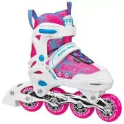 Roller Derby Kids In-Line Skate Beginner M ION 7.2 Girls Inline White/Mint/Pink