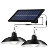 Double Head 60LED Pendant Light Solar Power Garden Hanging Shed Lamp Remote Control -White