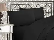 Elegant Comfort 1500 Thread Count Egyptian Quality 4-Piece Bed Sheet Sets, Deep Pockets - Luxurious Wrinkle Free & Fade Resistant, King, Black