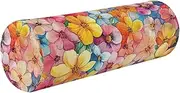 GuoChe Yoga Meditation Bolster Pillow Watercolor Flowers Colorful Neck Roll Pillow Form 5.5" x 17" Round Pillow Insert Lumbar Roll Cushion Cylindrical Pillow Covers with Zipper