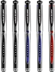 uni-ball Gel Impact Rollerball Pen Ball Point Pens - Broad 1mm Nib - Black, Blue and Red - Pack of 5