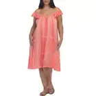 Raviya CORAL Plus Size Pigment-Wash Off-The-Shoulder Dress Cover-Up size 3X new