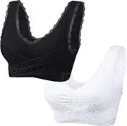 [Generic] Strapless Front Buckle Lift Bra Lace Underwear Without Steel Ring Medium Sports Bra for Women