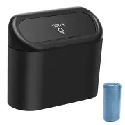 Small Car Trash Can with Lid and 30 Pcs Garbage Bags Portable Mini Car Trash Can