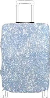 [Joisal] Light Blue Suitcase Protector Cover Fit 18-32 Inch Luggage Wraps for Suitcase, Pearl Glitter, L 26-28 in