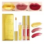 3pcs Gold Lip Gloss Metallic Matte Lip Gloss Set Holographic Long Lasting Wa GBD