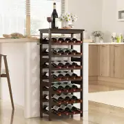 28-Bottle Wine Rack Free Standing Floor, Solid Wood 7-Tier Display Wine Storage
