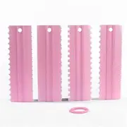 AIMALL 4Pcs Cake Decorating Icing Smoother Edge Frosting Scraper Comb Pastry Spatulas, 9 x 3 Inches, Available in Pink, Blue, White, Yellow