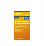 Amazon Basic Care Hemorrhoidal Suppositories, Relief 24 Count (Pack of 1)