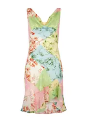 Kitri Roberta Patchwork Printed Chiffon Mini Dress - Pastel - 10 (UK10 / S) 10 (UK10 / S)