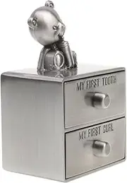 My First Tooth & Curl Silver Trinket Box Set Keepsake Boy Girl Gift Cabinet
