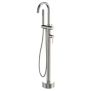 Kaya Floor Mounted Bath Mixer With Hand Shower, Brushed Nickel