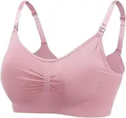 [KaeDa] Pregnant Women's deep V-Neck Large Size Bra, no Steel Ring Gathered Nursing Bra, Seamless Front Open Buckle Bra