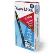 Papermate Profile BallPoint 1.0mm Medium Pen (Black) [Box 12]