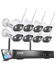 8CH 2K Wireless Home Security Camera System with 2TB HDD,8X 3MP WiFi Indoor O...