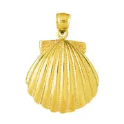 14K Gold 28MM Scallop Shell Pendant