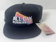 New All Day Running Co 100 Trucker Hat Foam Cap Black Adjustable Casual
