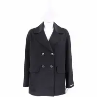 在飛比找Yahoo奇摩購物中心優惠-i BLUES FATO 寬鬆剪裁羊毛混紡黑色排釦外套 夾克