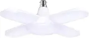 LED Garage Light B22 Deformable 60W, Workshop Ceiling Lighting BC Bayonet Cap Cool White Daylight with 4 Adjustable Panels, High Bay Lamp for Loft, Warehouse, Basement, Kitchen, Market, Porch