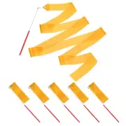 Dance Ribbons 6Pcs 78.7" Gymnastics Streamers for Gifts Dancing Orange Yellow