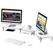 dual monitor stand riser, 3-layer transparent acrylic monitor stand with anti...