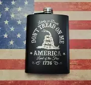 Don't Tread on me 1776 Stainless Steel Hip Flask Black