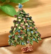 Christmas Tree Brooch Multicolor Stocking Stuffer Enamel Crystals **NEW** GIFT
